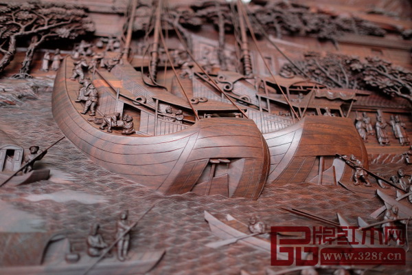 紅木雕版《姑蘇繁華圖》(細(xì)節(jié)) 紅木雕版《姑蘇繁華圖》(細(xì)節(jié))