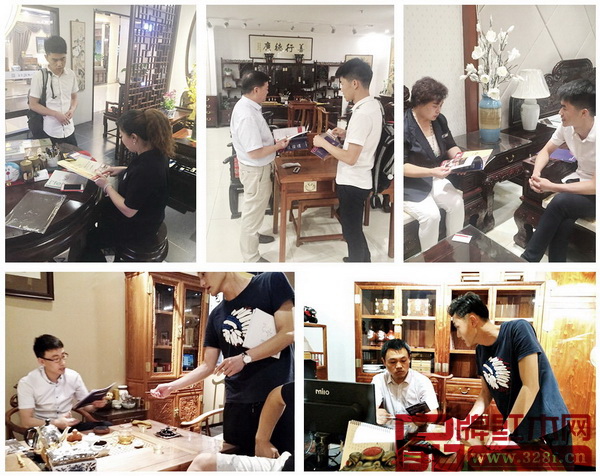 中國新中式紅木家具大會組委會干事們走訪北京各大知名家具賣場，推介首屆中國新中式紅木家具大會