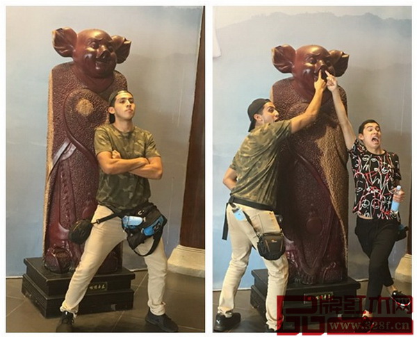 智利國寶藝術(shù)團BAFOCHI成員與“十二生肖”雕塑合照