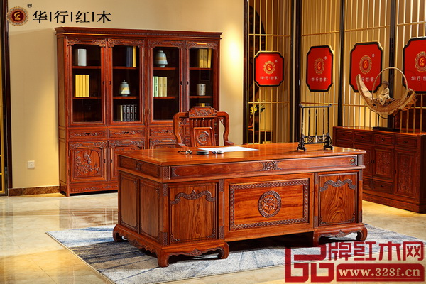 華行紅木巴花精品——漢韻辦公臺(tái)
