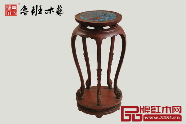 魯班木藝·紅漆嵌掐絲琺瑯香幾 魯班木藝·紅漆嵌掐絲琺瑯香幾