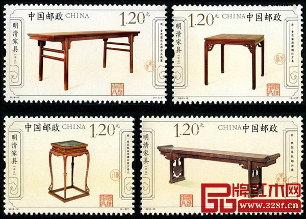 中國郵政于2012年6月9日發(fā)行的《明清家具——承具》特種郵票 中國郵政于2012年6月9日發(fā)行的《明清家具——承具》特種郵票