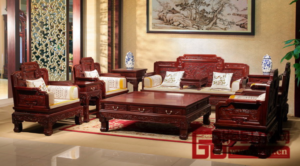 東成紅木《如意寶座沙發(fā)》十一件套 