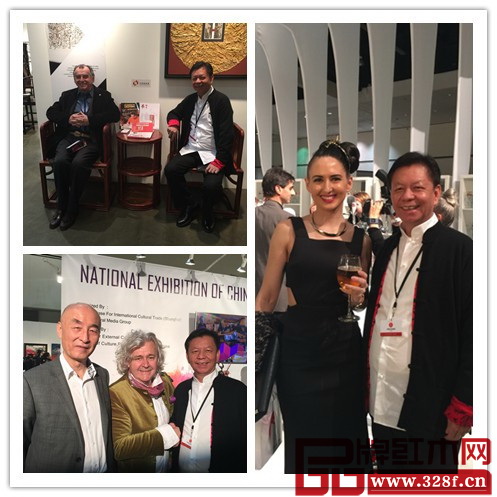 美國藝術(shù)圈的名流及好萊塢明星爭相試坐中國大師作品,并于陳國壽、邵湘文大師合影留念 美國藝術(shù)圈的名流及好萊塢明星爭相試坐中國大師作品,并于陳國壽、邵湘文大師合影留念