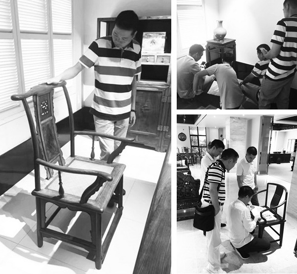 區(qū)氏臻品董事長區(qū)勝春與總經(jīng)理區(qū)錦澤多年來潛心專研明清家具 區(qū)氏臻品董事長區(qū)勝春與總經(jīng)理區(qū)錦澤多年來潛心專研明清家具