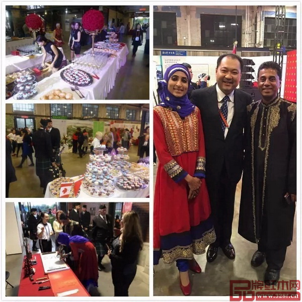 現(xiàn)場國際友人與太和木作董事長關(guān)毅熱情交談 現(xiàn)場國際友人與太和木作董事長關(guān)毅熱情交談