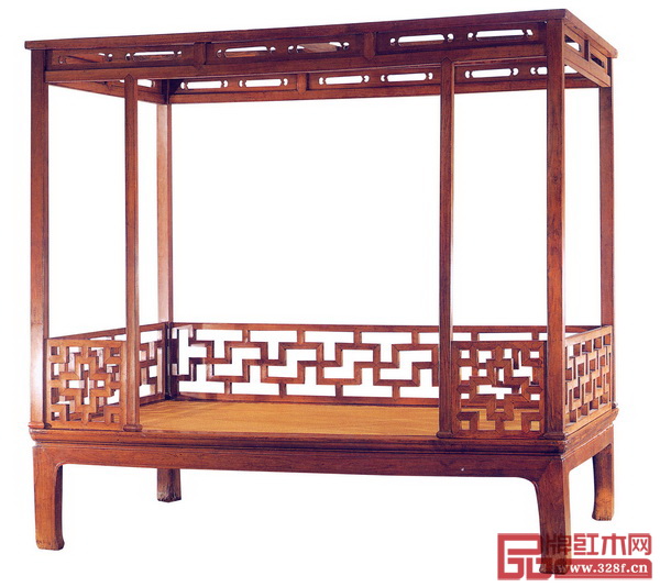 圖2_明晚期—明末清初 黃花梨萬字紋架子床 長218.4厘米 寬132.1厘米 （見安思遠(yuǎn)：《洪氏藏木器百圖》）