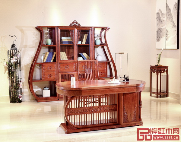 華行紅木《煙柳畫橋辦公臺》 華行紅木《煙柳畫橋辦公臺》