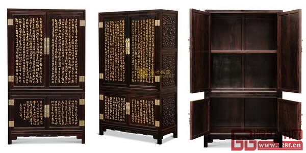 成龍以115萬元拍得一件紫檀嵌黃楊木千字文小四件柜 成龍以115萬元拍得一件紫檀嵌黃楊木千字文小四件柜