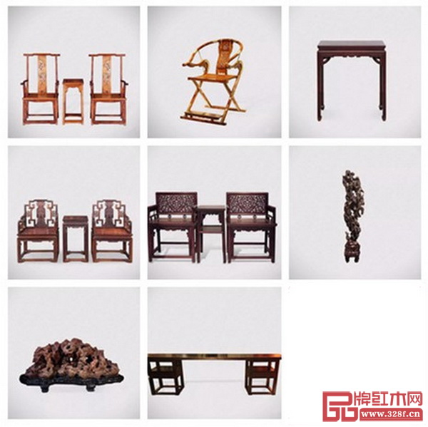 圖由左到右依次為海南黃花梨百寶嵌官帽椅、海南黃花梨交椅、紫檀小條案、紅酸枝福慶紋太師椅、紫檀APEC玫瑰椅、太湖石、紫檀架幾案 圖由左到右依次為海南黃花梨百寶嵌官帽椅、海南黃花梨交椅、紫檀小條案、紅酸枝福慶紋太師椅、紫檀APEC玫瑰椅、太湖石、紫檀架幾案