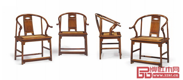 紐約佳士得《明十七世紀(jì)黃花梨圈椅一套四張》以968.5萬美元成交，創(chuàng)下黃花梨家具拍賣新紀(jì)錄