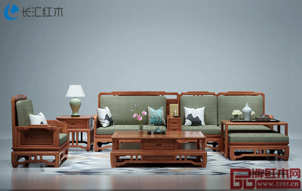 長匯紅木·自在堂《轉(zhuǎn)角沙發(fā)組合》產(chǎn)品展示圖