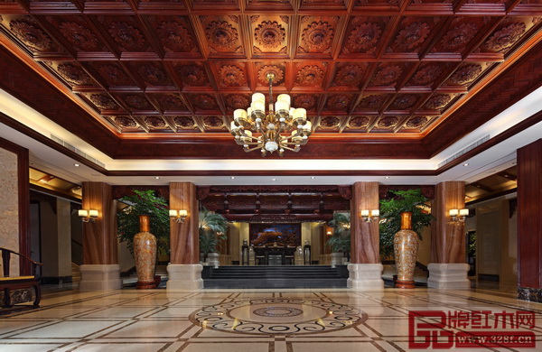 浙江藝術(shù)紫檀博物館中堂內(nèi)景