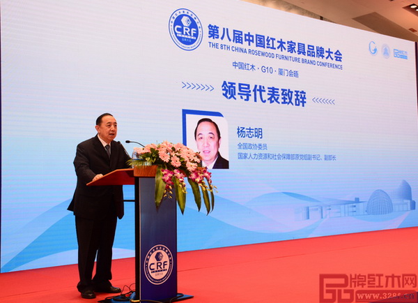 國家人力資源和社會保障部原黨組副書記、副部長楊志明出席大會并上臺致辭