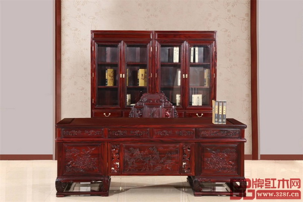 廣工坊紅木家具作品——《2號辦公臺+明式書柜》(對) 廣工坊紅木家具作品——《2號辦公臺+明式書柜》(對)