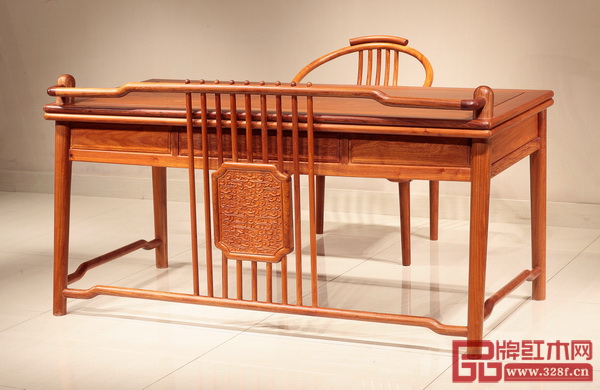 中山東成紅木《緬甸花梨香茗1號(hào)辦公臺(tái)》