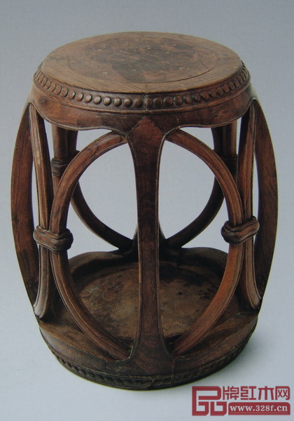 黃花梨嵌癭木心坐墩 黃花梨嵌癭木心坐墩