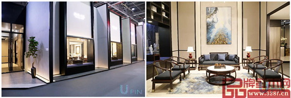 無論是家具陳設還是軟裝搭配,戴為尤品“Upin”展館都給人一種中西合璧的氛圍 無論是家具陳設還是軟裝搭配,戴為尤品“Upin”展館都給人一種中西合璧的氛圍