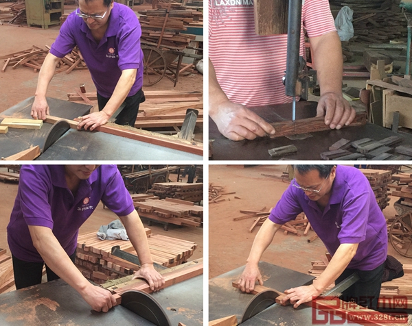 在檢測(cè)中心工作人員的見(jiàn)證下，華行紅木工作人員進(jìn)行取樣