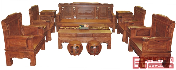 萬(wàn)盛宇紅木《大果紫檀錦繡中華沙發(fā)10件/套》，狂歡價(jià)：98000元/套，限量3套