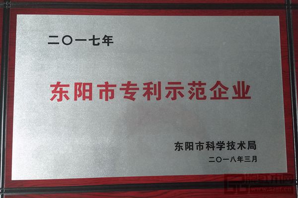 盧家藝林榮獲2017年度“東陽(yáng)市專利示范企業(yè)”