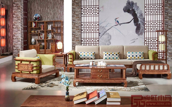 盛世周木匠中式紅木家具客廳系列刺猬紫檀《田園貴妃沙發(fā)》