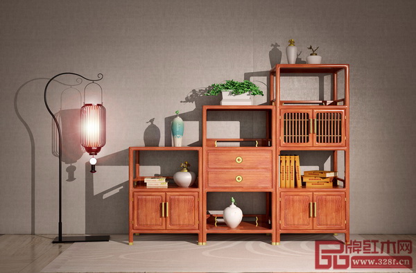  志成紅木《耕梨·景明三組合玄關(guān)柜》