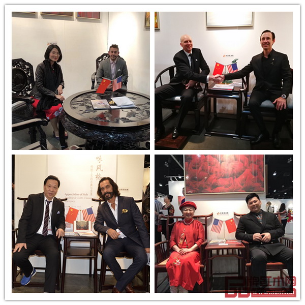 中國紅木家具企業(yè)組團亮相美國洛杉磯國際藝博會中國國家展，外國友人爭相試坐紅木家具