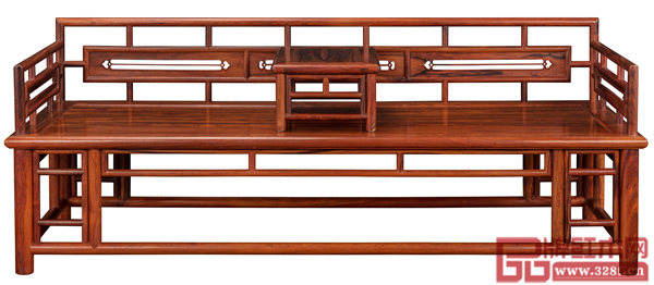 南枝紅《紅酸枝三屏風(fēng)絳環(huán)板羅漢床（王世襄款）2件套》