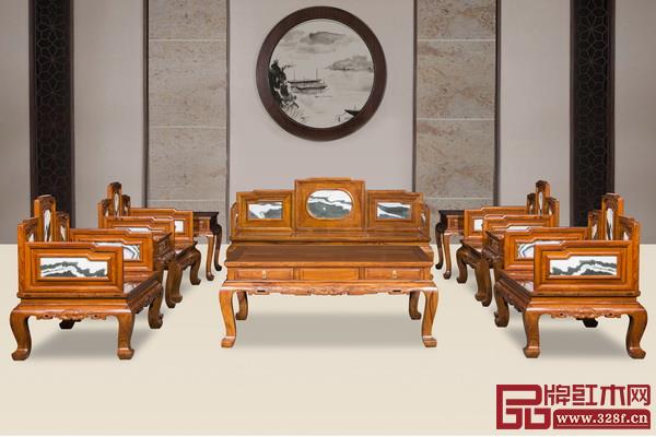 寶御堂紅木《五屏式嵌云石套裝》 寶御堂紅木《五屏式嵌云石套裝》