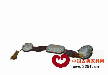 黃花梨三鑲琺瑯如意