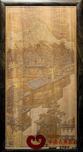 《金絲楠薄浮雕--春夏秋冬四季圖》之七月