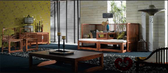 圖為:榮麟世佳京瓷家具赴米蘭產(chǎn)品之一:“羅漢床”