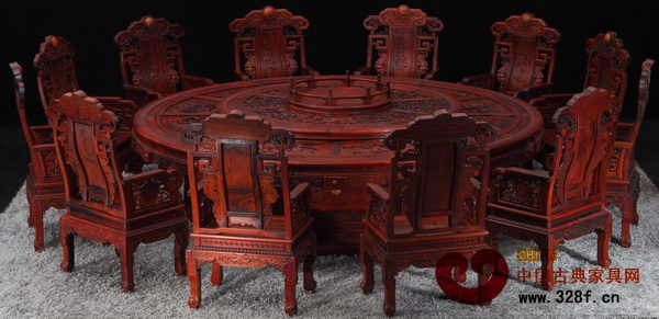 明堂紅木東莞名家具展參展作品——《花好世合大圓臺》