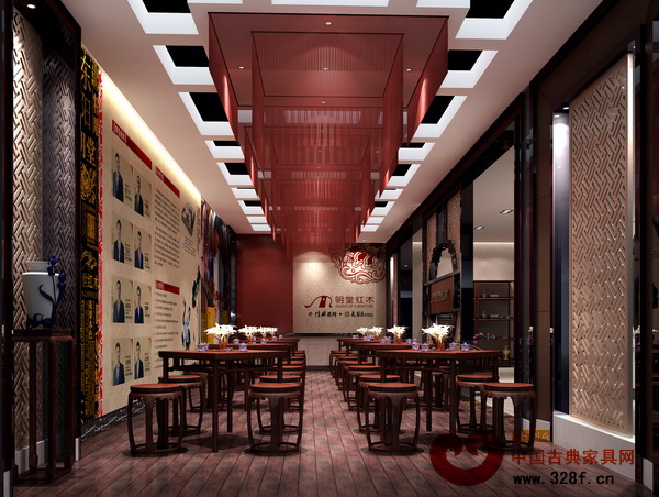 明堂紅木東莞名家具展展館洽談區(qū)效果圖
