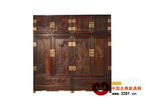 鈺品紅——黑酸枝花鳥頂箱柜