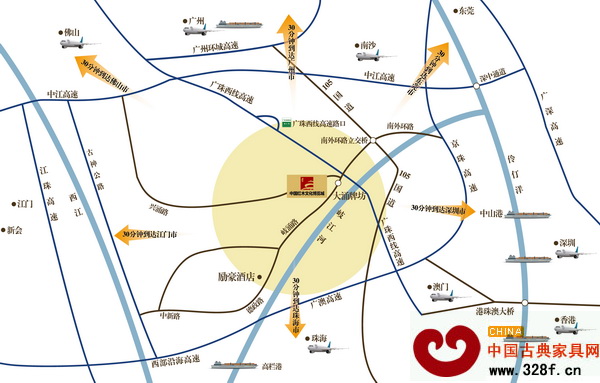 中國(大涌)紅木文化博覽城區(qū)位圖