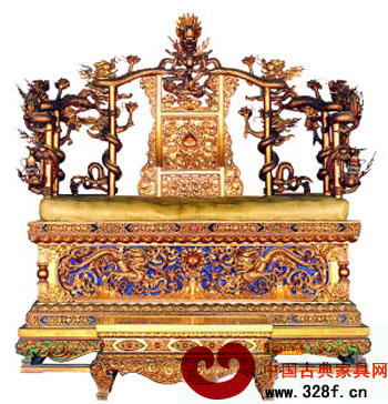 髹金漆云龍紋寶座