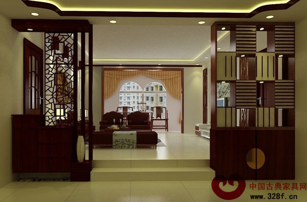 中式客廳與玄關(guān)的裝修設(shè)計