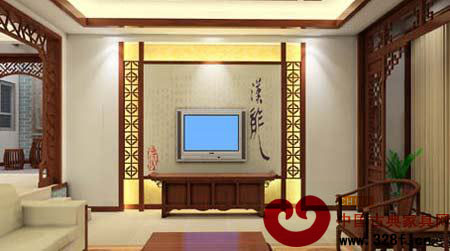 2013簡(jiǎn)單中式客廳電視背景墻效果圖大全