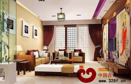 2013簡(jiǎn)單中式客廳電視背景墻效果圖大全