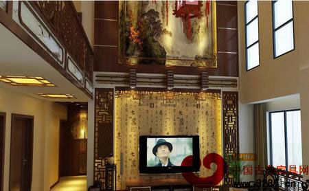 2013簡(jiǎn)單中式客廳電視背景墻效果圖大全