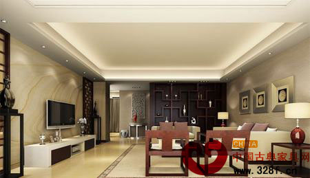2013簡(jiǎn)單中式客廳電視背景墻效果圖大全