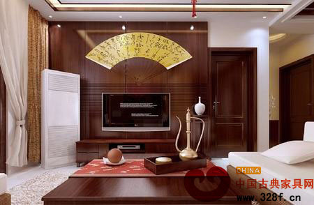 2013簡(jiǎn)單中式客廳電視背景墻效果圖大全