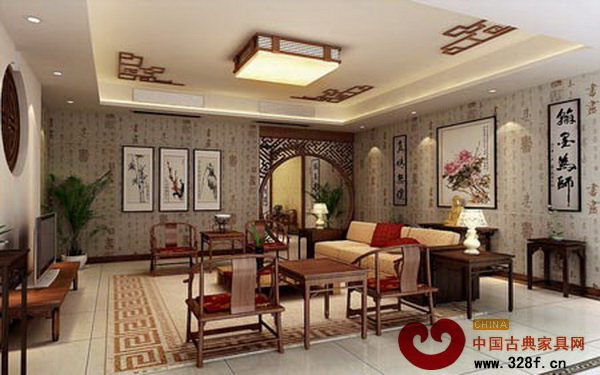中式裝修樣板間：優(yōu)雅閑適客廳打造