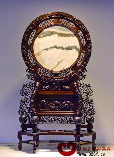 蘇式傳統(tǒng)云石圓地屏