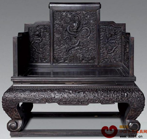 紫檀雕云龍紋寶座