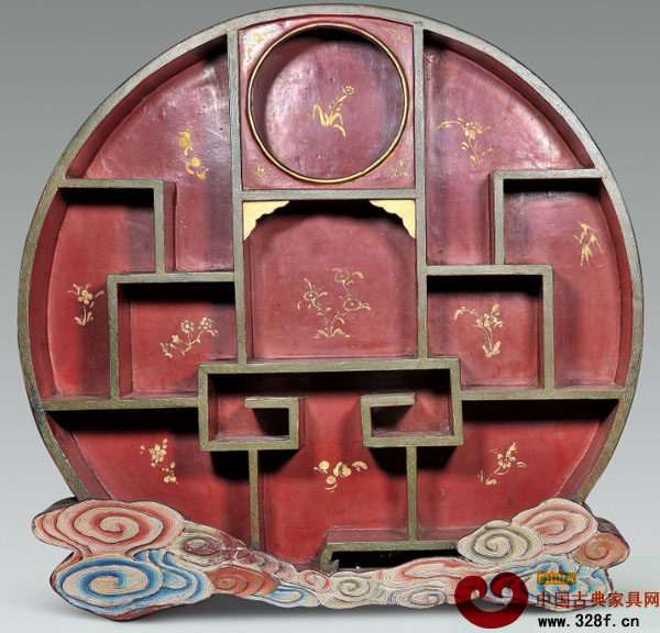 清 剔彩云龍紋多寶格