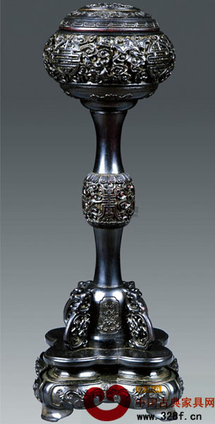 紫檀福壽紋帽架