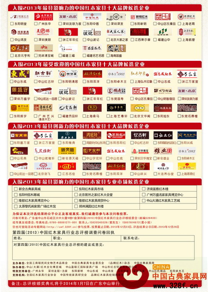 第四屆(2013)中國紅木家具行業(yè)總評榜調(diào)查問卷反面